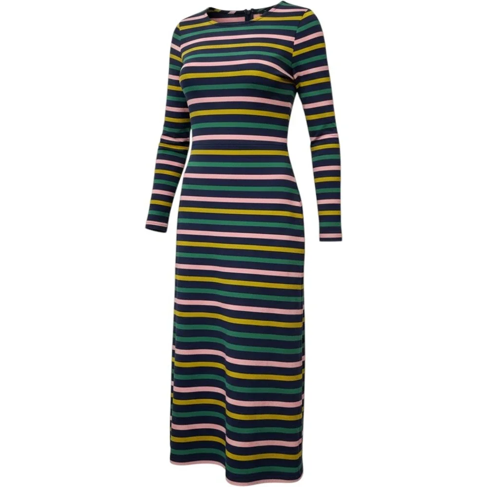 J.Crew Striped Stretch Midi Dress Sz 0 Long Sleeve Sheath Preppy Nautical Office
